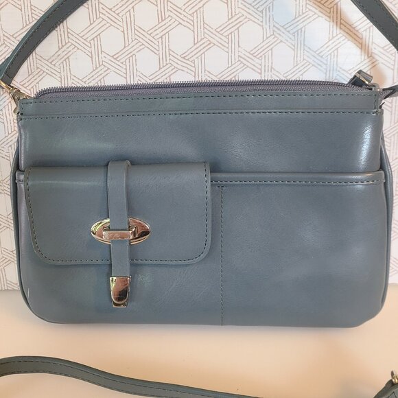 Vintage Nine West Sage Blue Crossbody Bag with Straps - Picture 2 of 12